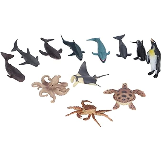 12PCS MARINE ANIMAL MODEL, PVC HAND PAINTED LIFELIKE ANIMAL FIGURINES WITH UNIQUE DETAILING TOYS EDUCATIONAL GAME FOR PARTY DECOR - Image 1